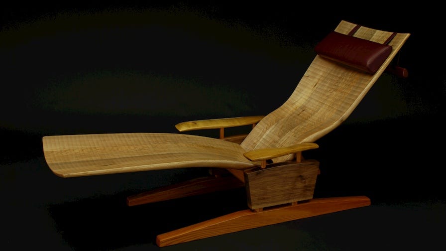 Custom made wooden lay-down chair